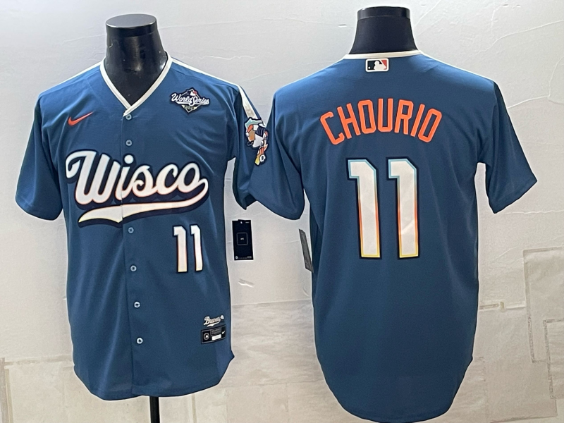 Men Milwaukee Brewers #11 Chourio blue Nike 2026 World Series MLB jersey 1023011->milwaukee brewers->MLB Jersey